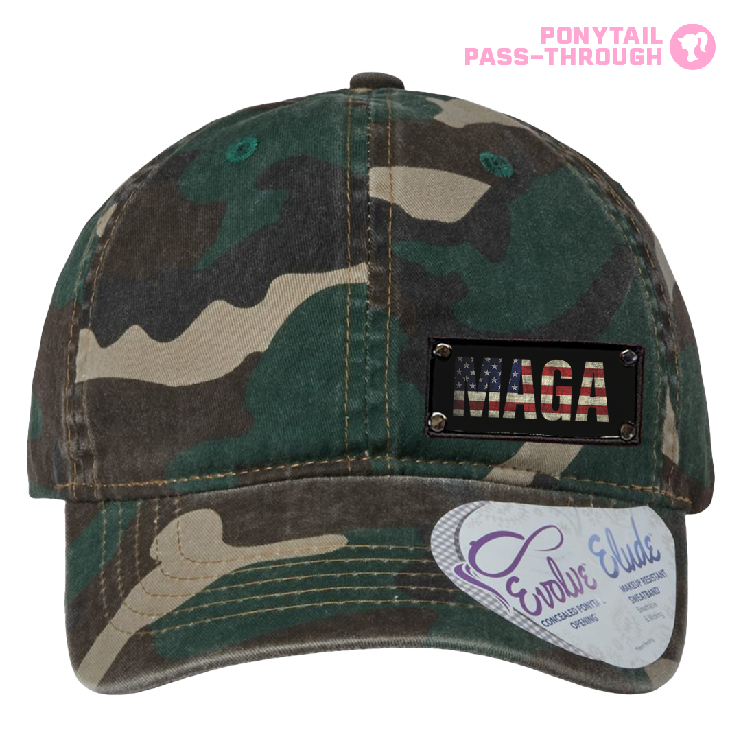 Ponytail MAGA Inverted Flag, INF.HATTIE-FASH.CAMO