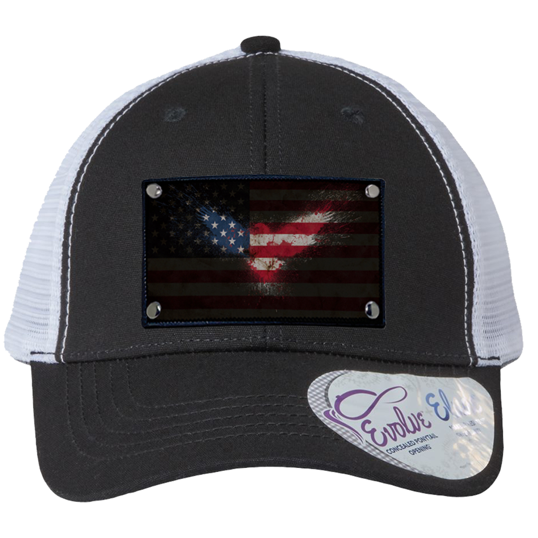 Ponytail American Flag Eagle Large Patch Hat