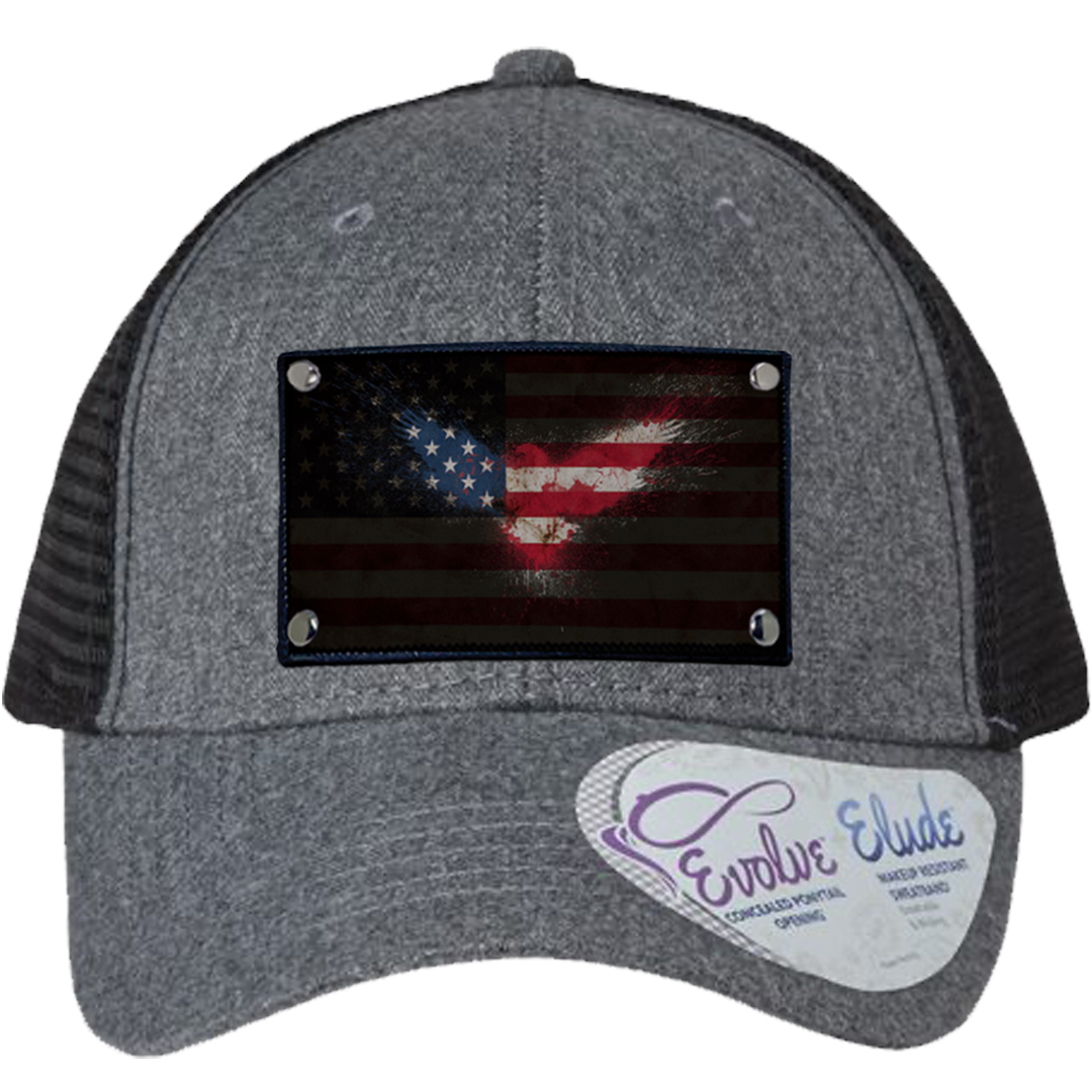 Ponytail American Flag Eagle Large Patch Hat