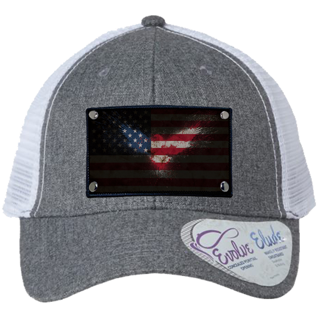 Ponytail American Flag Eagle Large Patch Hat