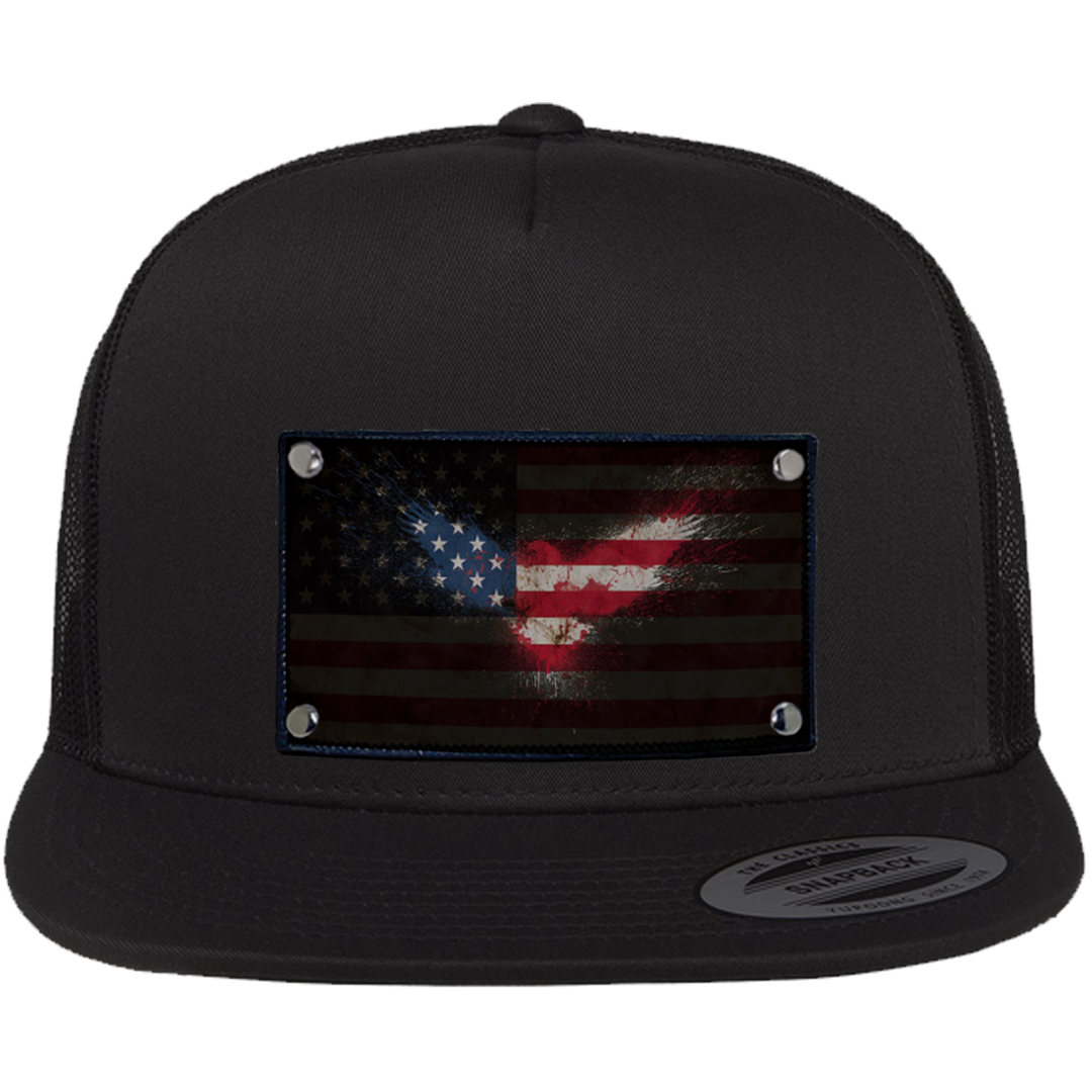 Flat Trucker American Flag Eagle Hat