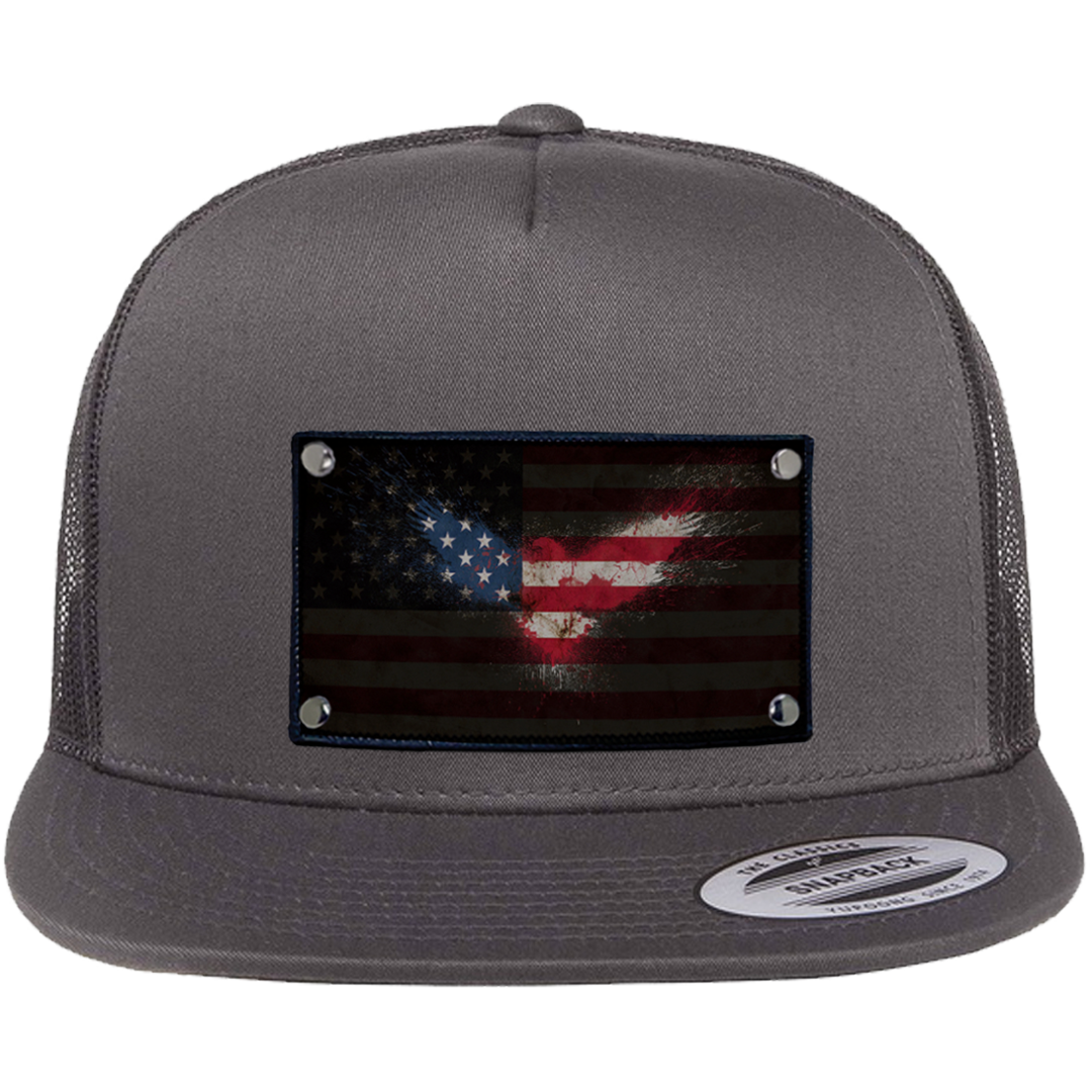 Flat Trucker American Flag Eagle Hat