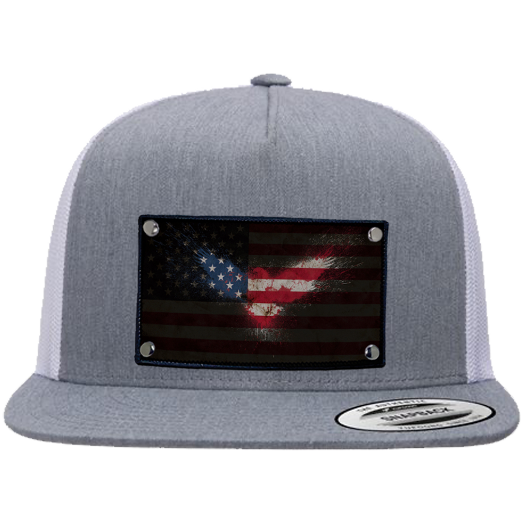 Flat Trucker American Flag Eagle Hat