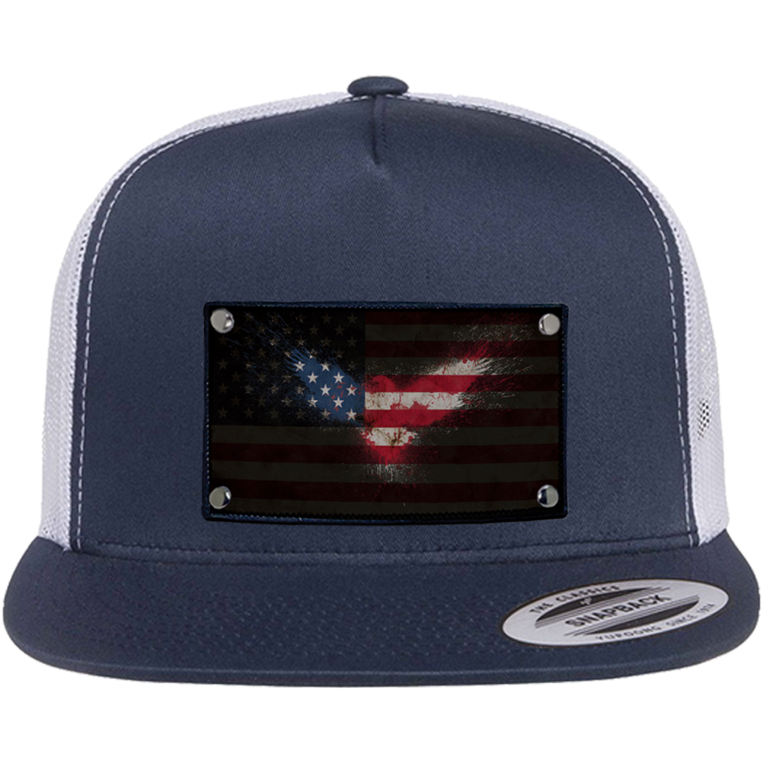 Flat Trucker American Flag Eagle Hat