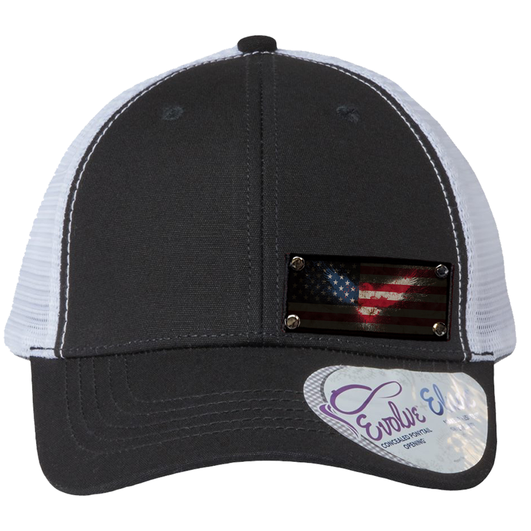 Ponytail American Flag Eagle Small Patch Hat