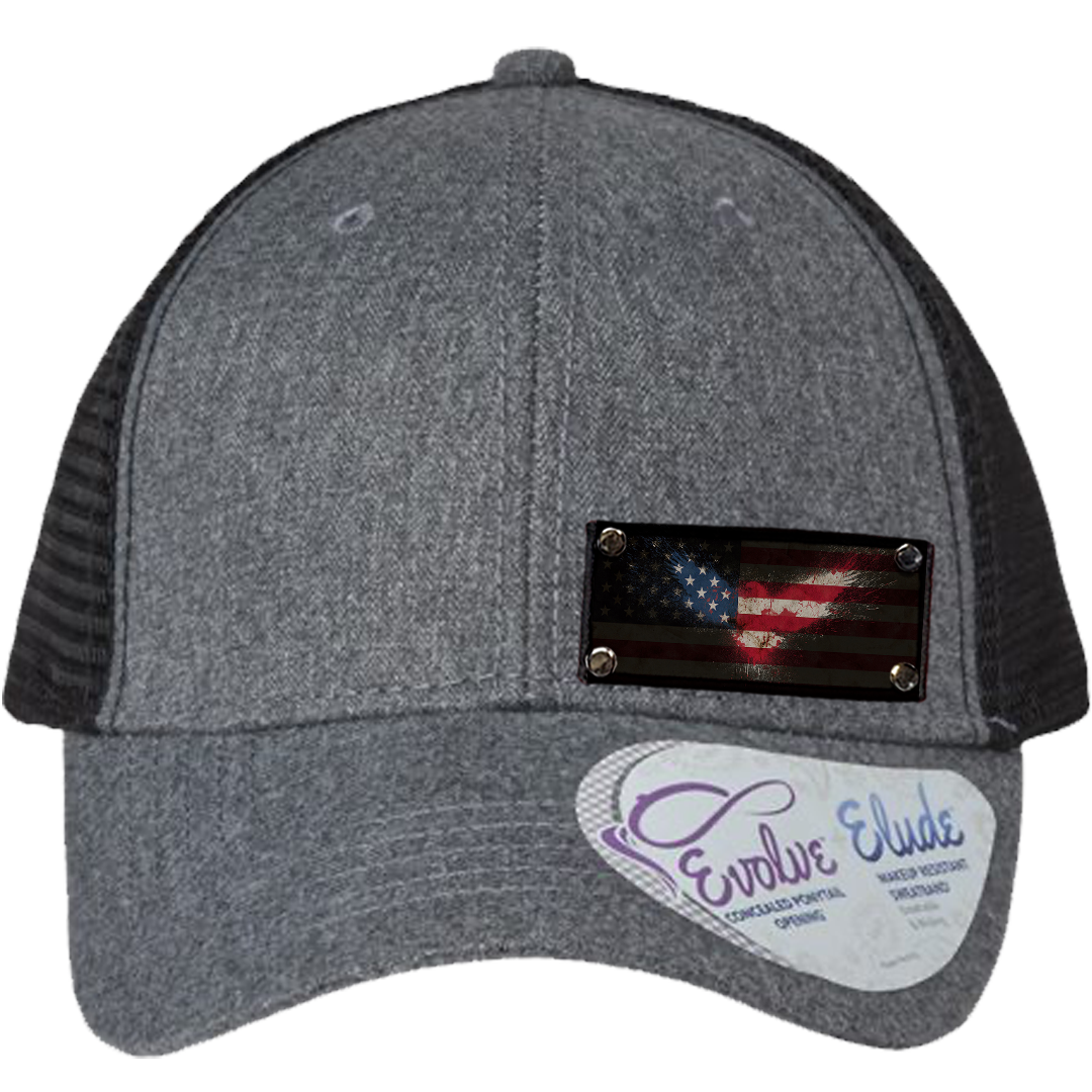 Ponytail American Flag Eagle Small Patch Hat