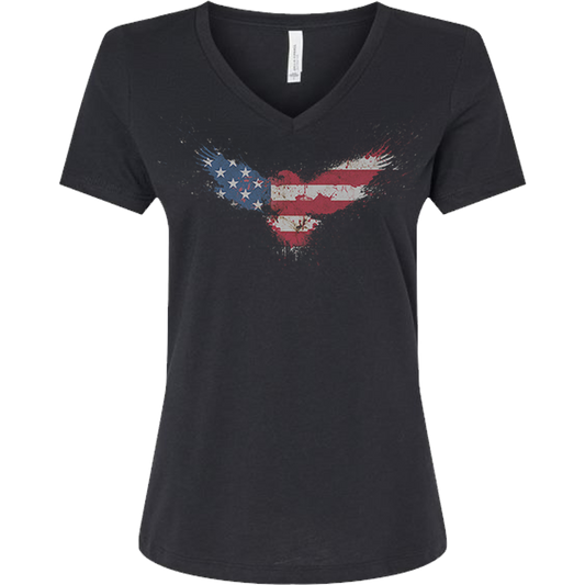 Women's V-Neck American Flag Eagle