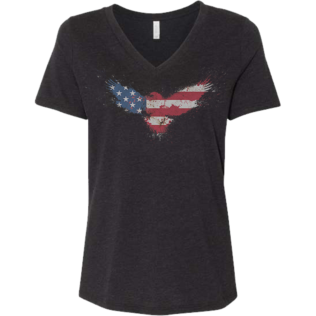 Women's V-Neck American Flag Eagle