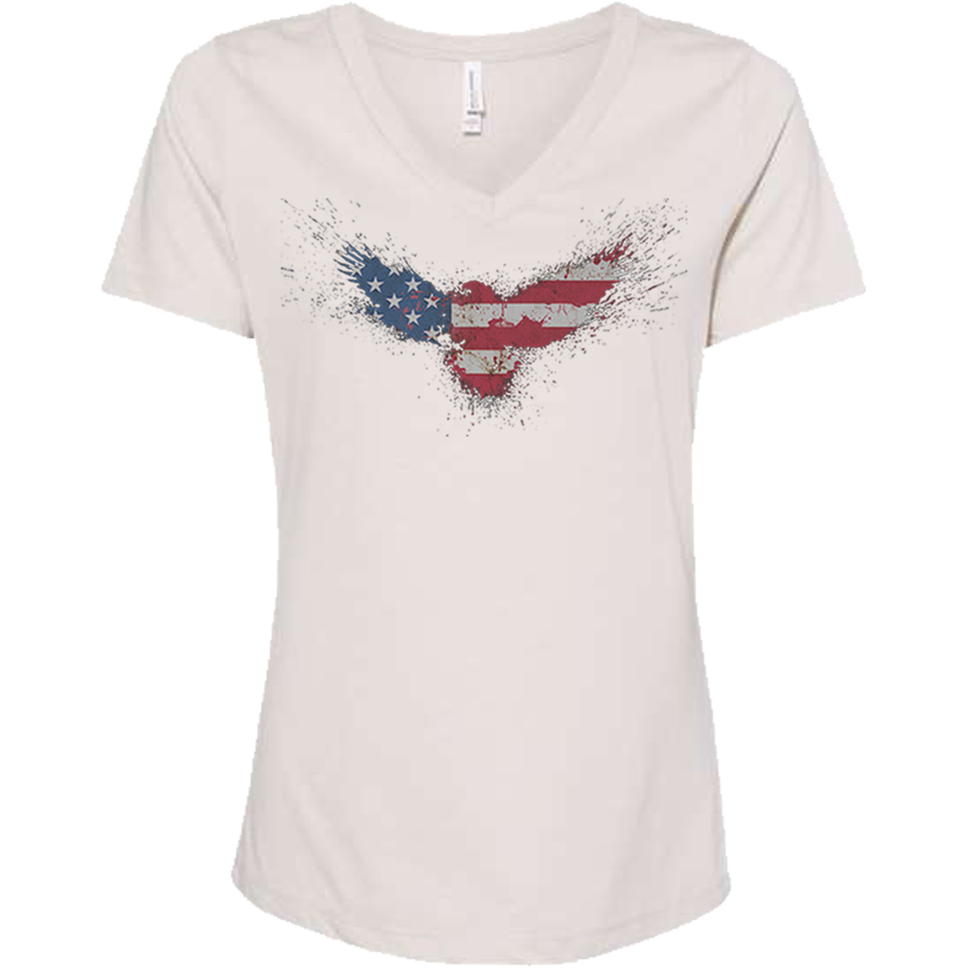 Women's V-Neck American Flag Eagle