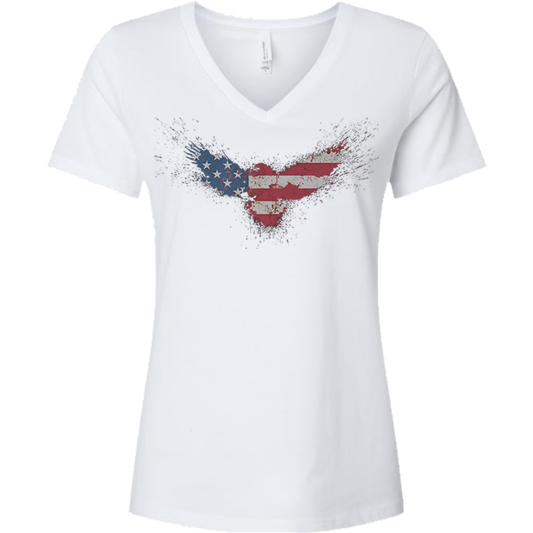 Women's V-Neck American Flag Eagle